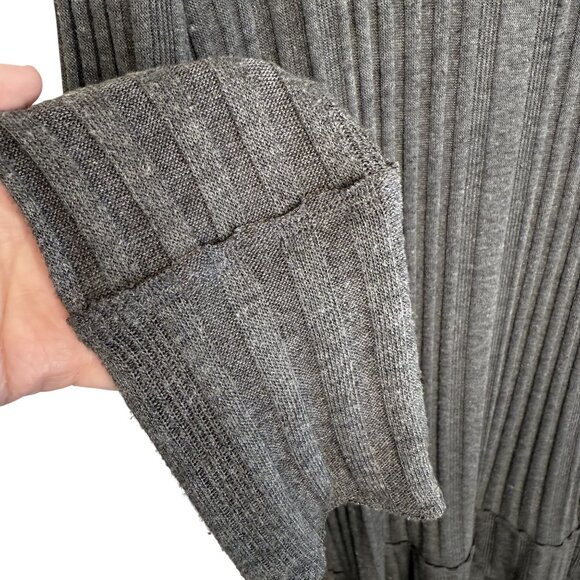Free People We The Free Gray Ribbed Knit Long-Sleeve Turtleneck Sweater Dress, L - Picture 6 of 9